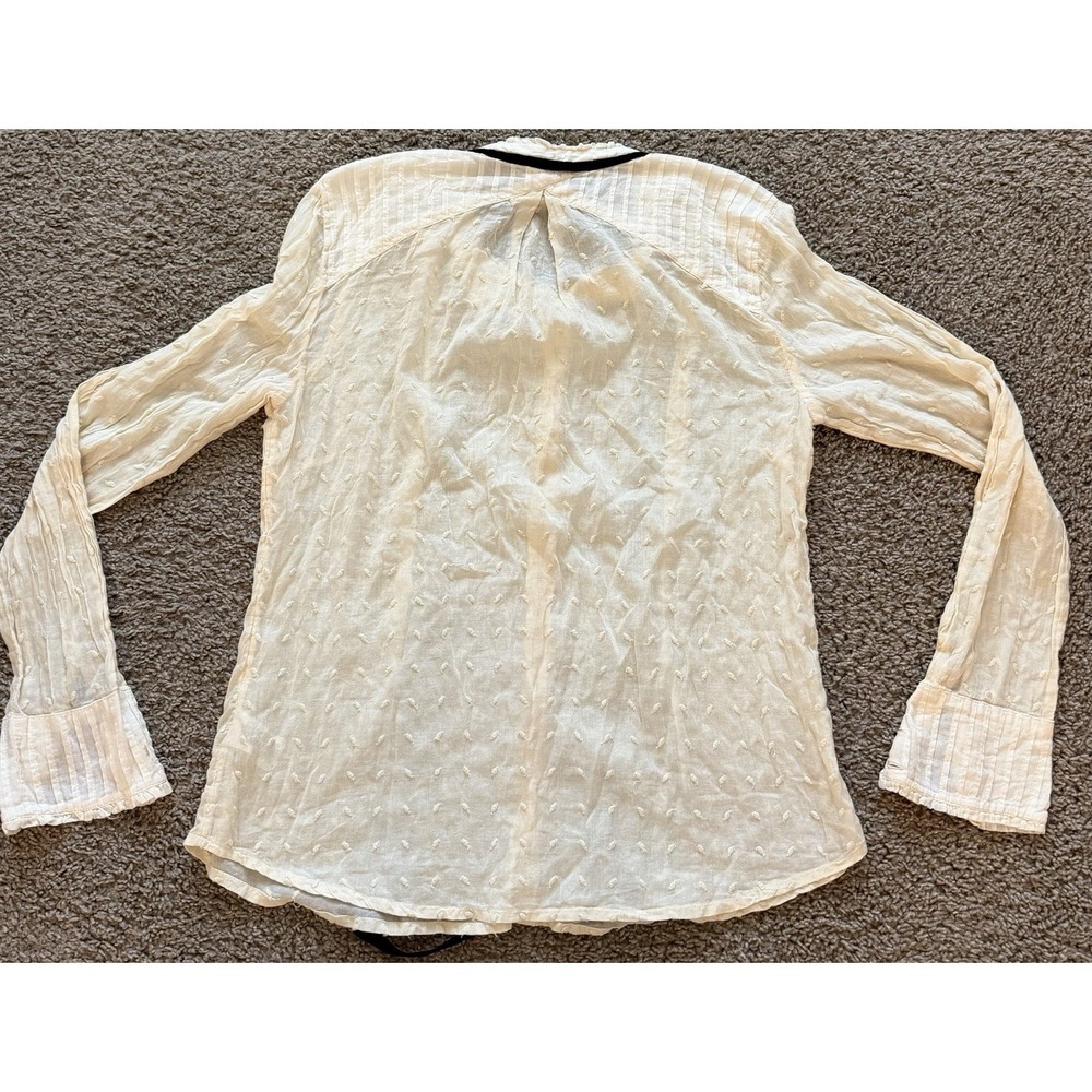 Free People Women's Lightweight Long Sleeve Ivory Cotton Blouse Size Medium - Picture 2 of 7